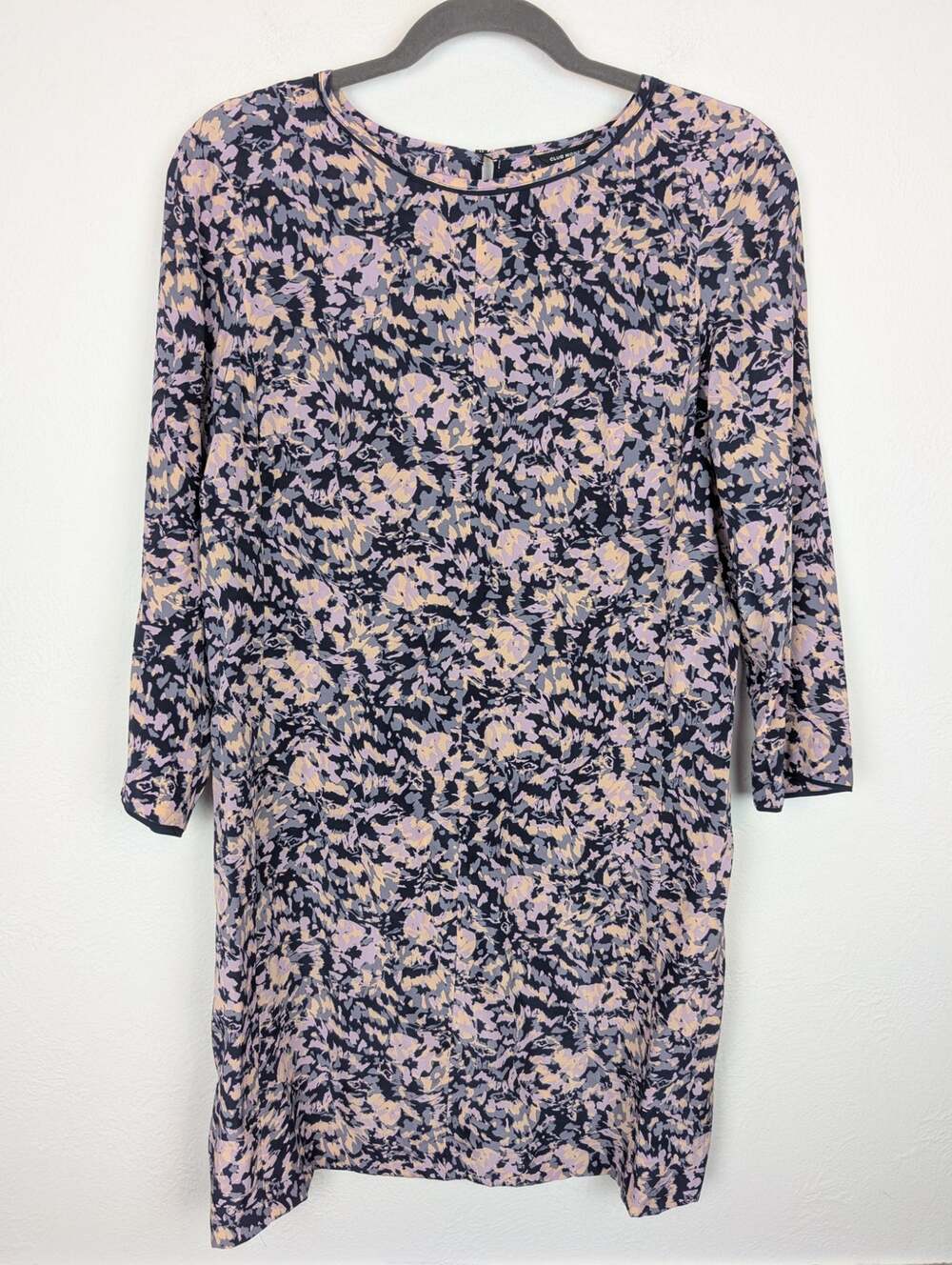 Club Monaco Dress Abstract Print Silk Career Office Academia Pink Gray Size 4